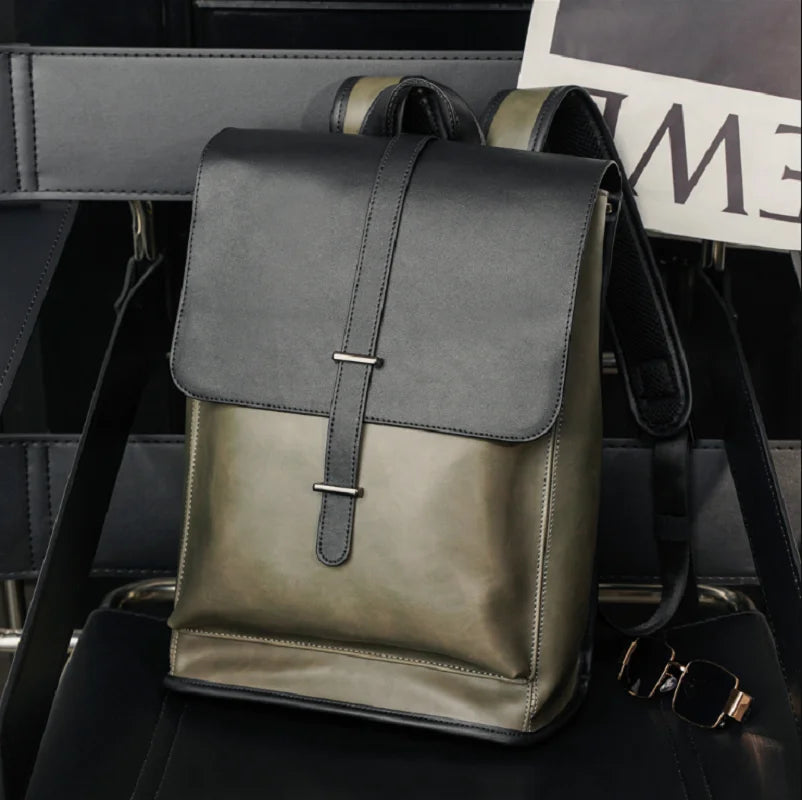 Hot Sale New Men's Large Capacity Travel Double Shoulder Bags Fashion High Quality Leather Backpacks Notebook School Bag