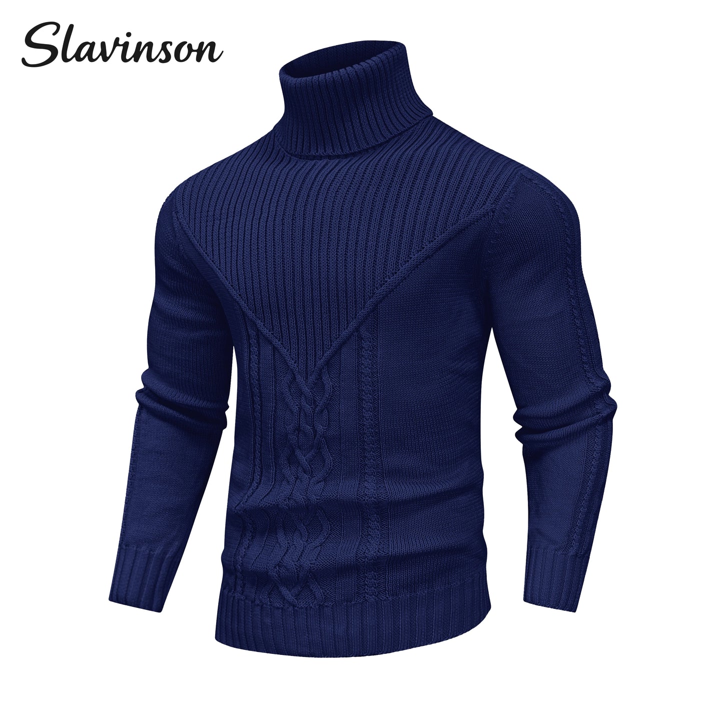 Men's Autumn Outfit: Turtleneck Sweater with Exquisite Cable Knit Patterns, Comfortable and Warm Fabric, Daily Commuting