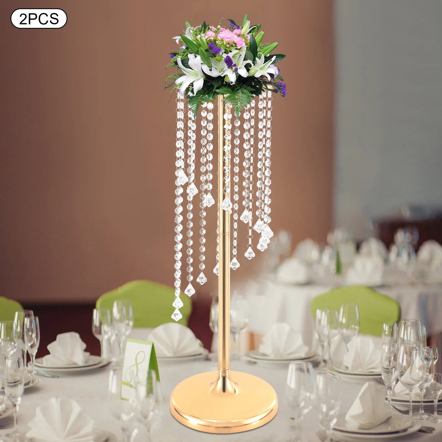 2 Pcs Large Flower Vase Table Desk Decor Wedding Home Decor Wedding Centerpieces Gold Vases 70cm Tall