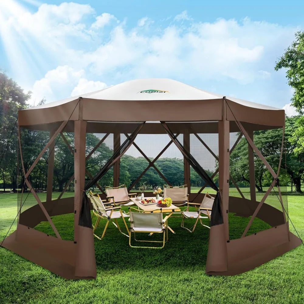 Pop Up Gazebo Screen Tent Screen House for Camping, 15x15 Screen Room with Mosquito Netting, Hub Tent Instant Screened Canopy w