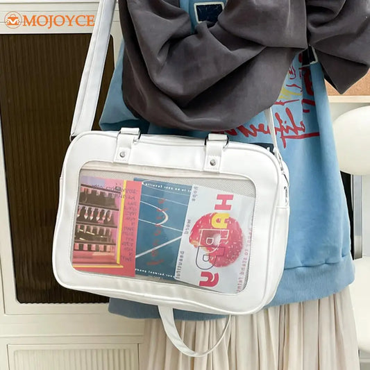 Transparent Trendy Shoulder Handbag Pu Y2K High School Causal Preppy Bags Uniform JK Crossbody Bags Ita Chic Hobo Bag for Women