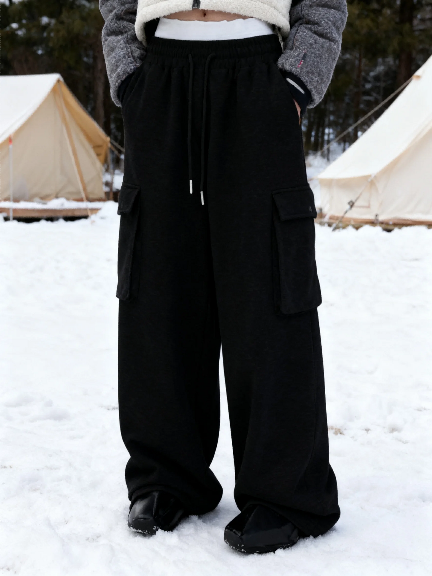 2025 men's sweatpants with drawstring waist, straight leg, wide leg, loose fit, sports pants with pockets