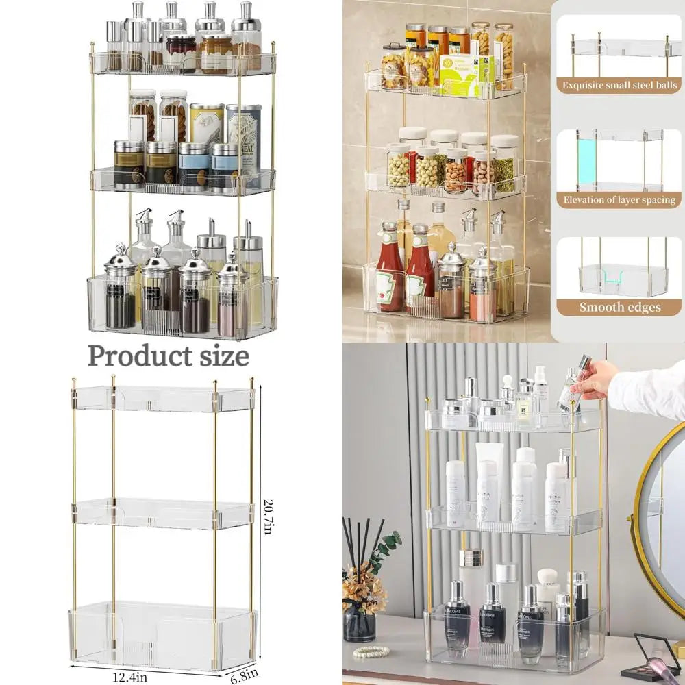 3 Tier Bathroom Countertop Organizer, Makeup Skin Care Organizer, Perfume Tray Vanity Countertop Organizer for Bathroom Countert
