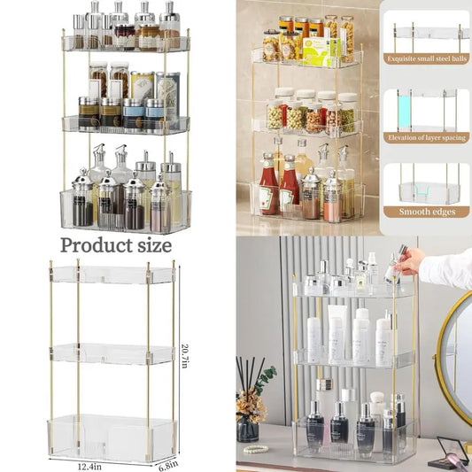 3 Tier Bathroom Countertop Organizer, Makeup Skin Care Organizer, Perfume Tray Vanity Countertop Organizer for Bathroom Countert