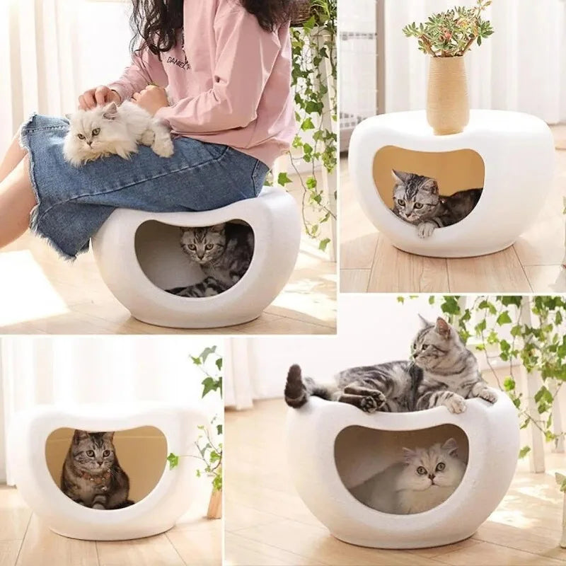 Cat House Cat Hideaway, Indoor Sleeping Autumn Cat Shelter Cave Bed for Bunny, Hedgeh Human and Pet Dual-purpose