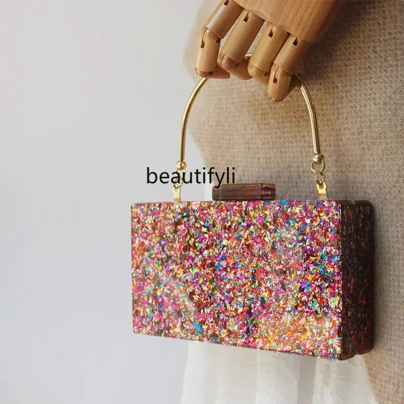L11 yj Fashionable All-Match One-Shoulder Crossbody Bag Colorful Sequined Acrylic Bag Light Luxury Portable Handbag