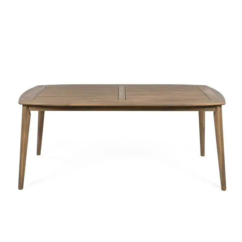 8-Person Outdoor Dining Table, Acacia Wood Farmhouse Furniture for Patio, Garden, or Backyard, Light Brown Color, 180 lbs