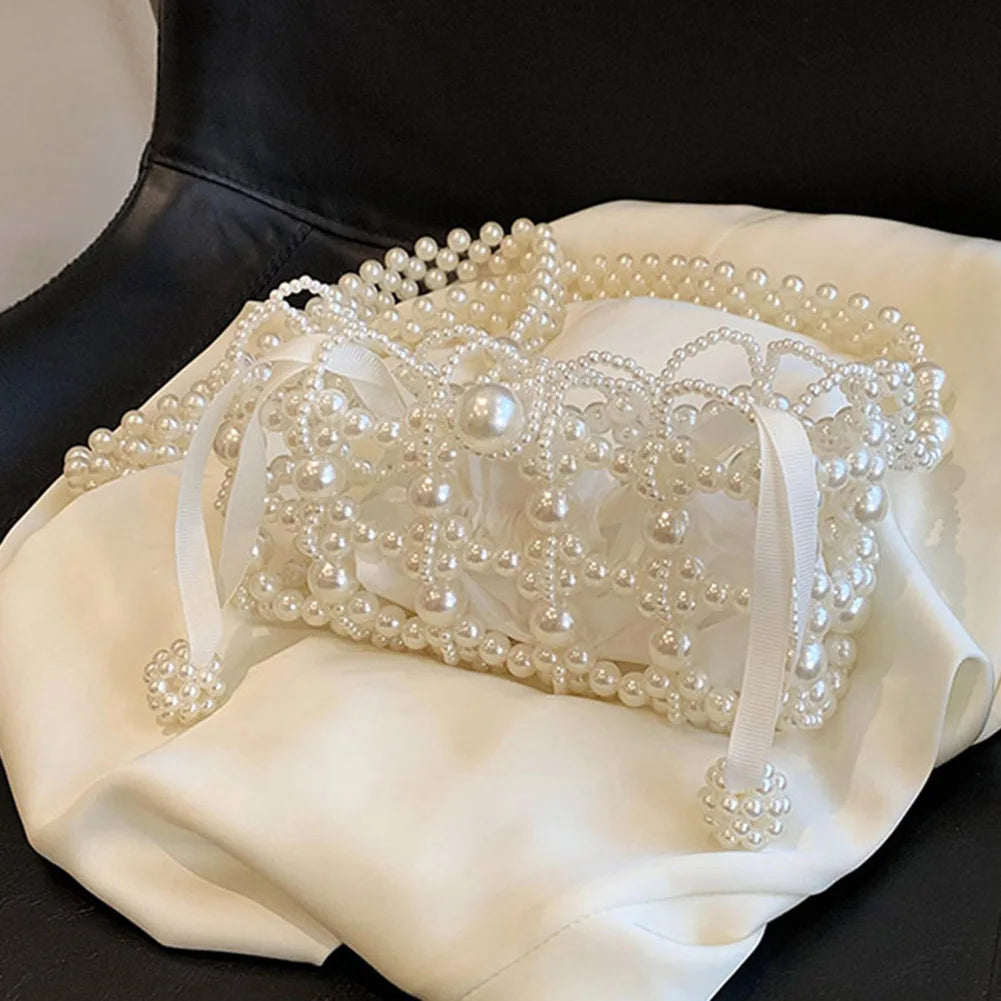 Beading Underarm Bag Handmade Beaded Women Evening Messenger Bags Retro Pearl Exquisite Elegant Shiny Banquet Party Bag