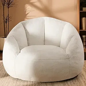 Giant Bean Bag Chair for Adults - Comfy Plush Round Shell Soft Accent Chair, Oversized Cozy Lounge Floor Sofa Reading Chair, Min
