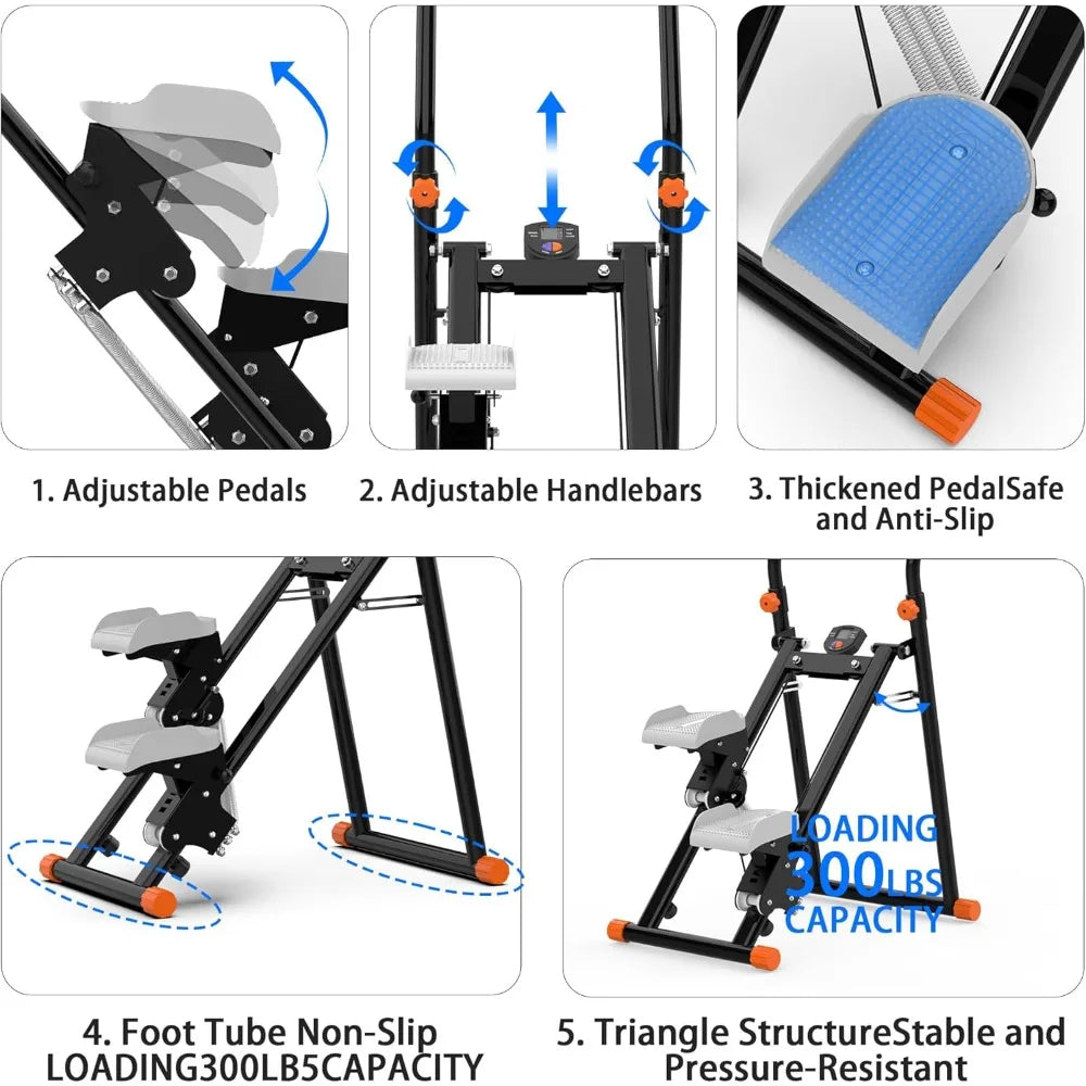 Compact Vertical Climber for Home Fitness: Full-Body Exercise Machine with LCD Display