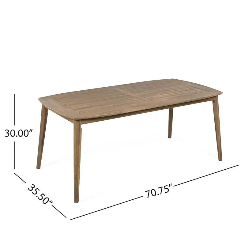 8-Person Outdoor Dining Table, Acacia Wood Farmhouse Furniture for Patio, Garden, or Backyard, Light Brown Color, 180 lbs