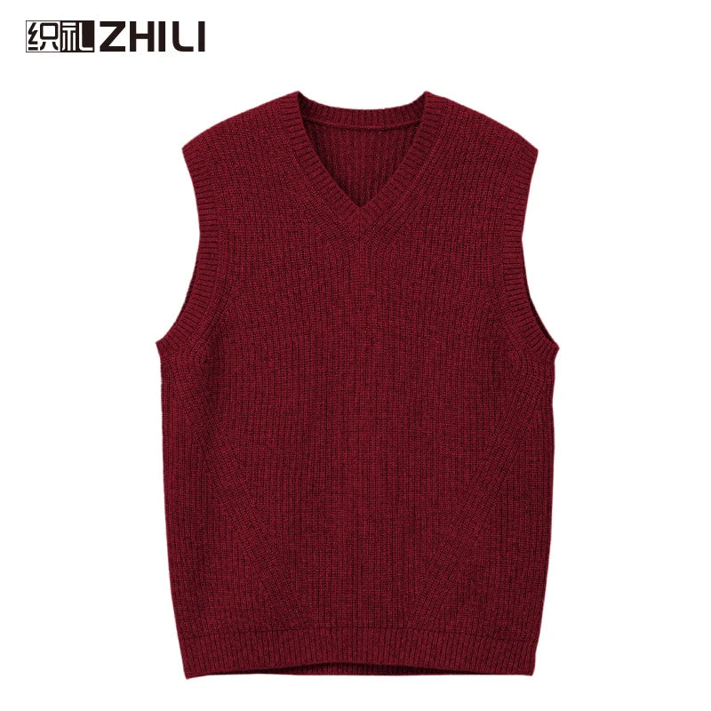 Autumn and winter New Men's V-Neck Knitted Vest Business Casual Classic Style Thick Sleeveless Sweater Vest Male Brand Clothing
