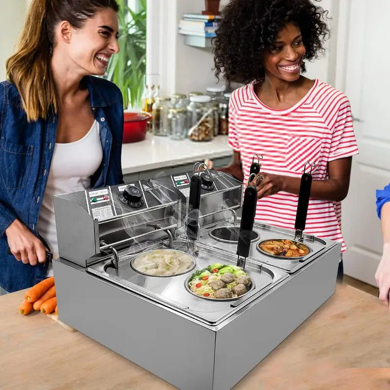 Electric Noodle Cooker 4-Basket Electric Noodle Pasta Cooker 110V US Plug Cooking Equipment with Adjustable Temperature