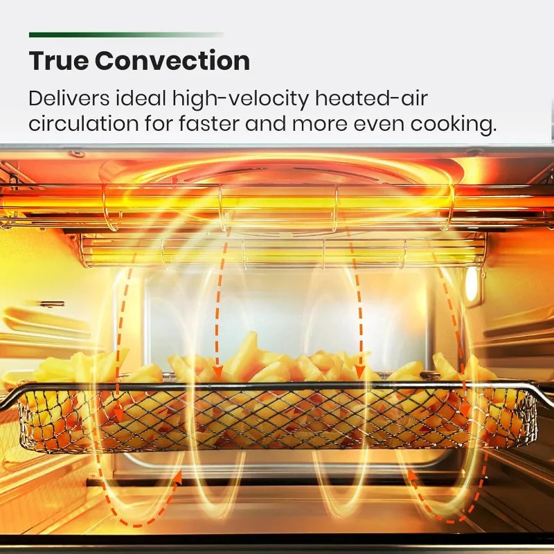 Infrared Heating Air Fryer Toaster Oven, Extra Large Countertop Convection Oven 10-in-1 Combo, 6-Slice Toast, Enamel Baking