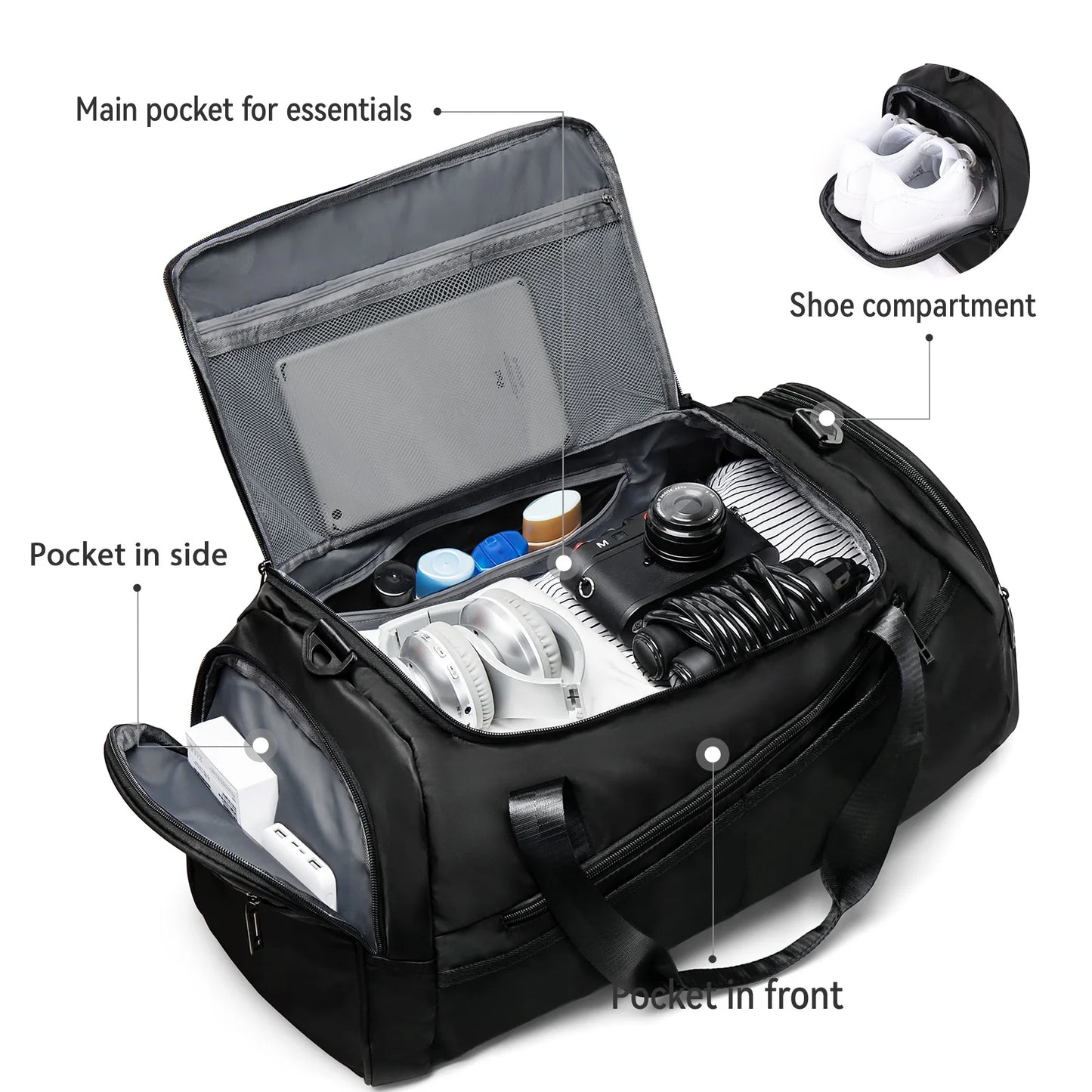 Trendy Large Capacity Short Distance Travel Bag, Portable Dry Wet Separation Sports Backpack Gym Yoga Shoulder Bag, Storage Bag