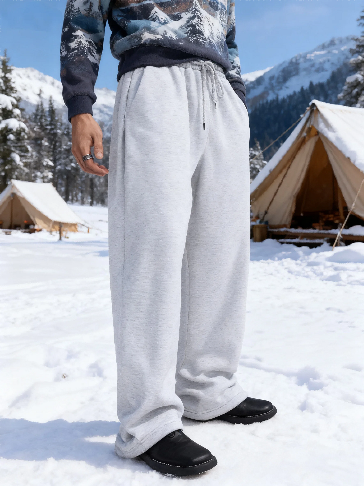2025 men's sweatpants with drawstring waist, straight leg, wide leg, loose fit, sports pants with pockets