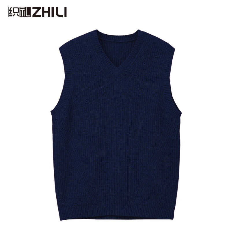 Autumn and winter New Men's V-Neck Knitted Vest Business Casual Classic Style Thick Sleeveless Sweater Vest Male Brand Clothing