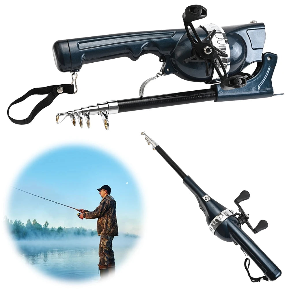 Portable Folding Travel Rods Telescopic Spinning Rod with Reel Line Sea Pole Carbon Fiber for Outdoor Fishing Gifts for Men