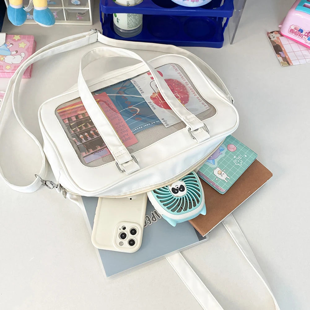 Transparent Trendy Shoulder Handbag Pu Y2K High School Causal Preppy Bags Uniform JK Crossbody Bags Ita Chic Hobo Bag for Women