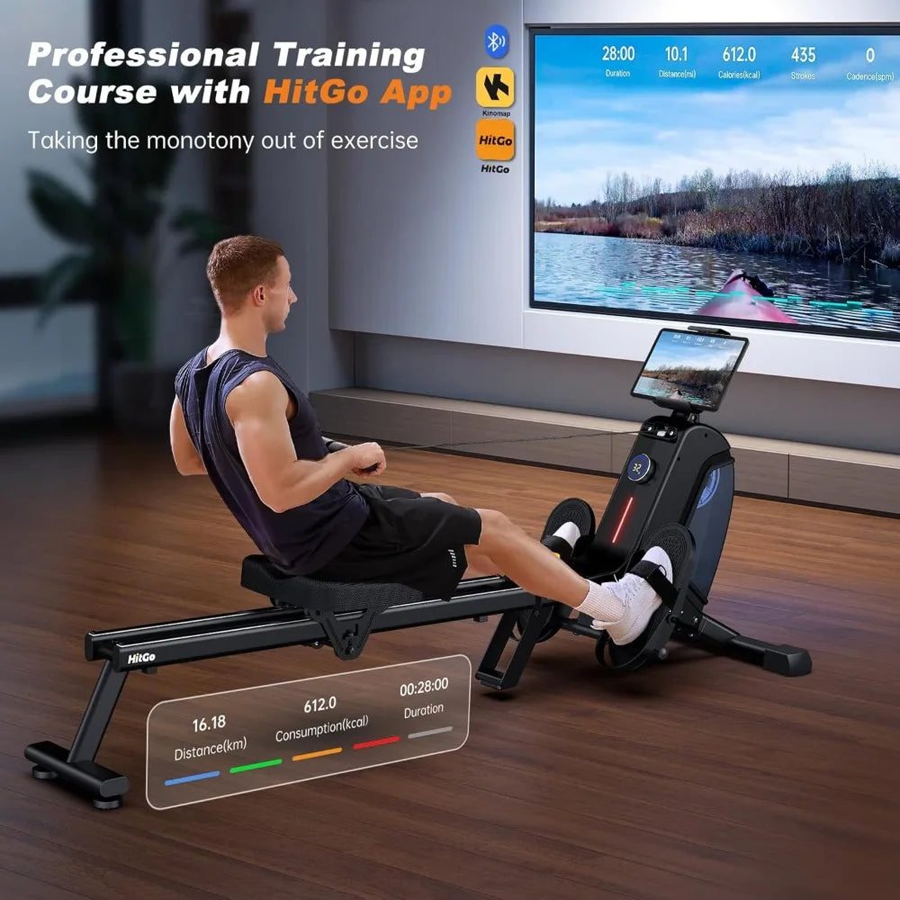 Compact Foldable Rower with 32 Silent Resistance Levels and LED Display for Home Fitness