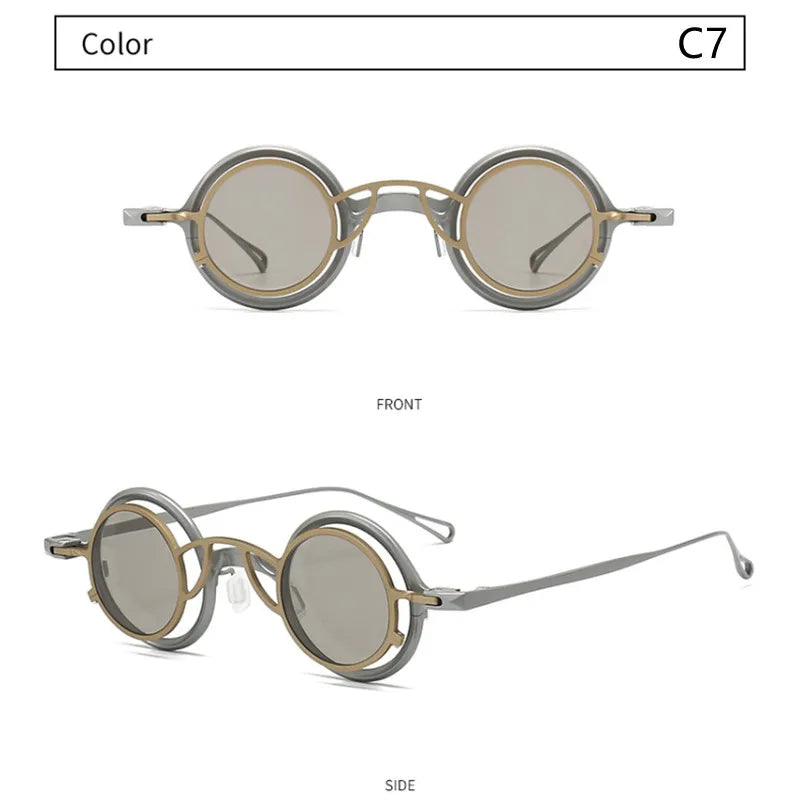 French Designer Brand Retro Round sunglasses Handmade Titanium Eyeglass Frames Men Women Eyewear With Clip Myopia Glasses Frame