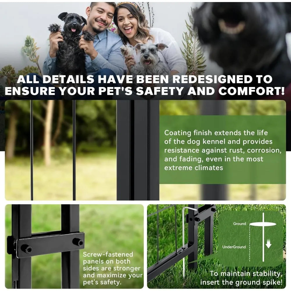 Durable Outdoor Steel Dog Kennel with Waterproof Roof and Secure Locking System