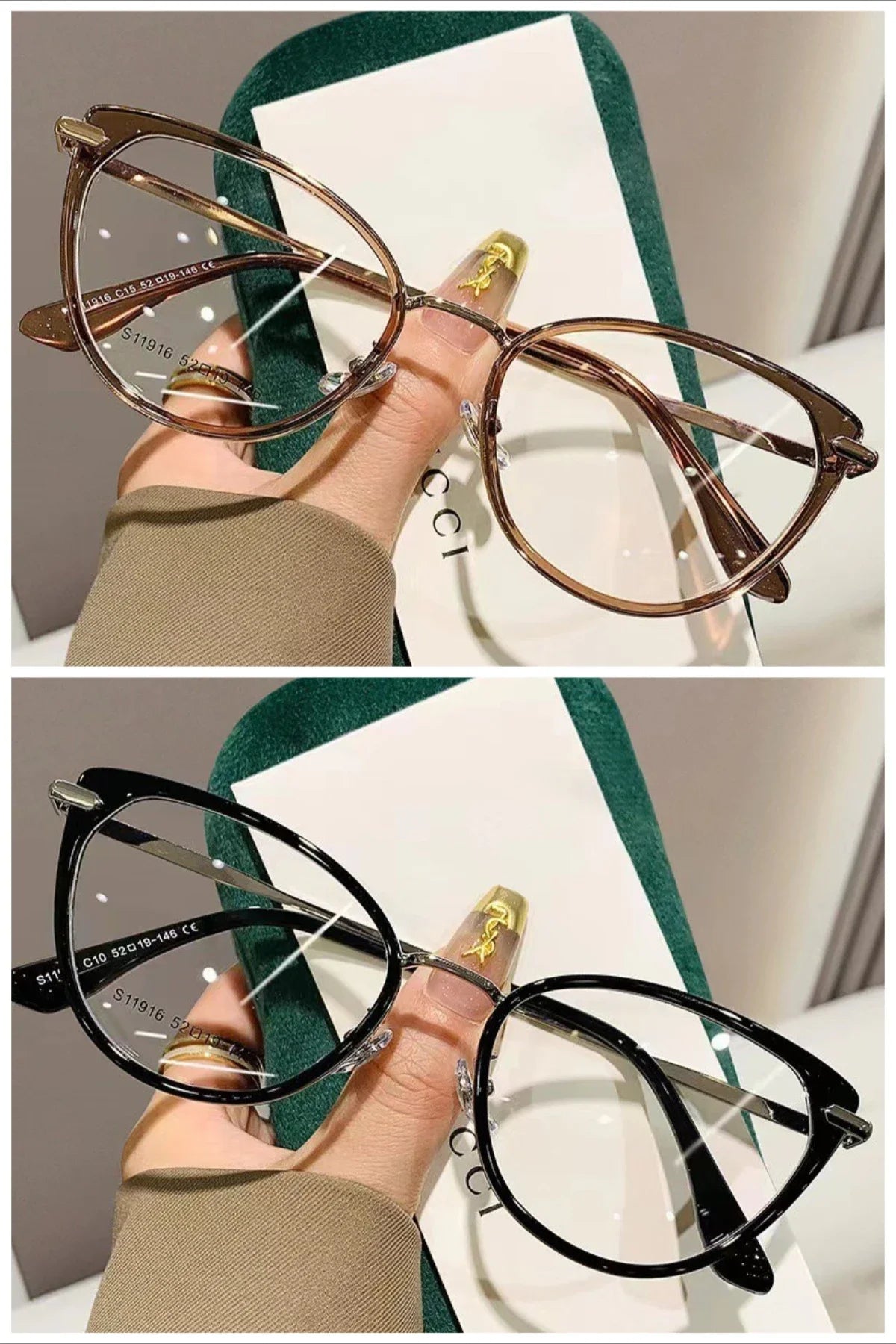 2PCS Cat Eye Frame Glasses Women Anti Blue Light  Glasses Retro Optical Glasses