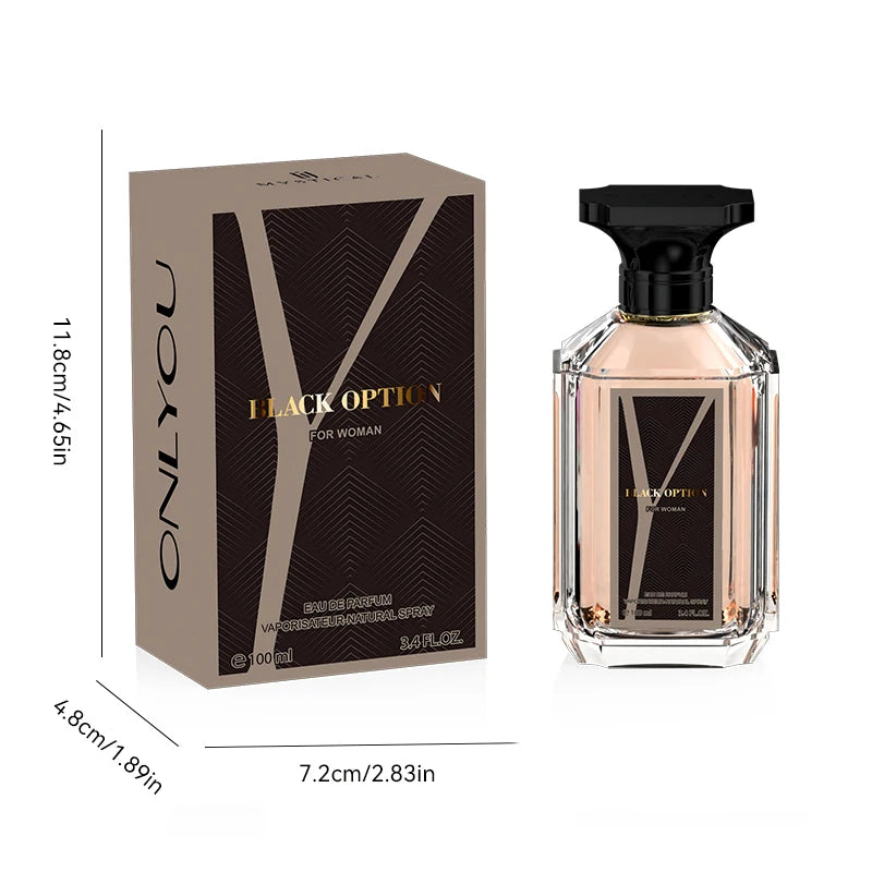 BLACK OPTION Women's Perfume 100ML 3.4FL.OZ - Long-lasting Vanilla Gourmand Oriental Notes Classic Eau de Parfum For Women