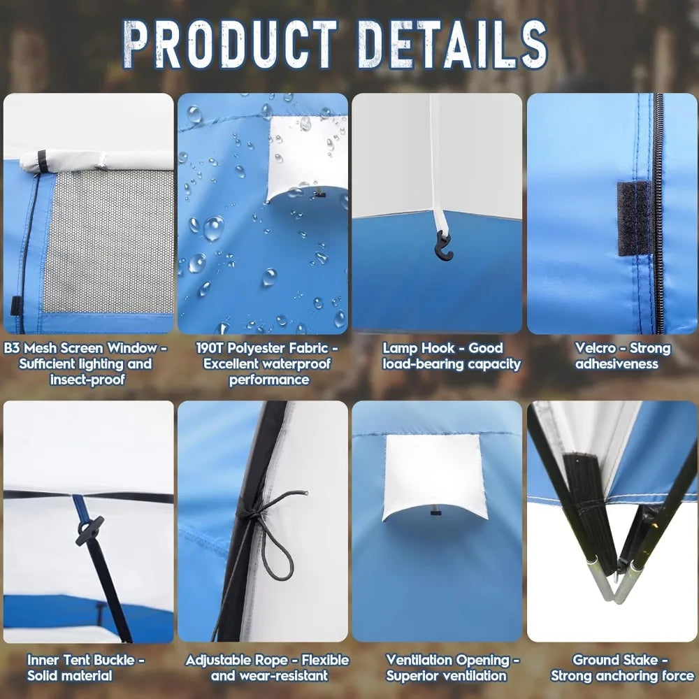 Family-Sized Weatherproof Camping Tent with Porch and Rainfly, 2-Room Easy Setup Shelter for Outdoor Living