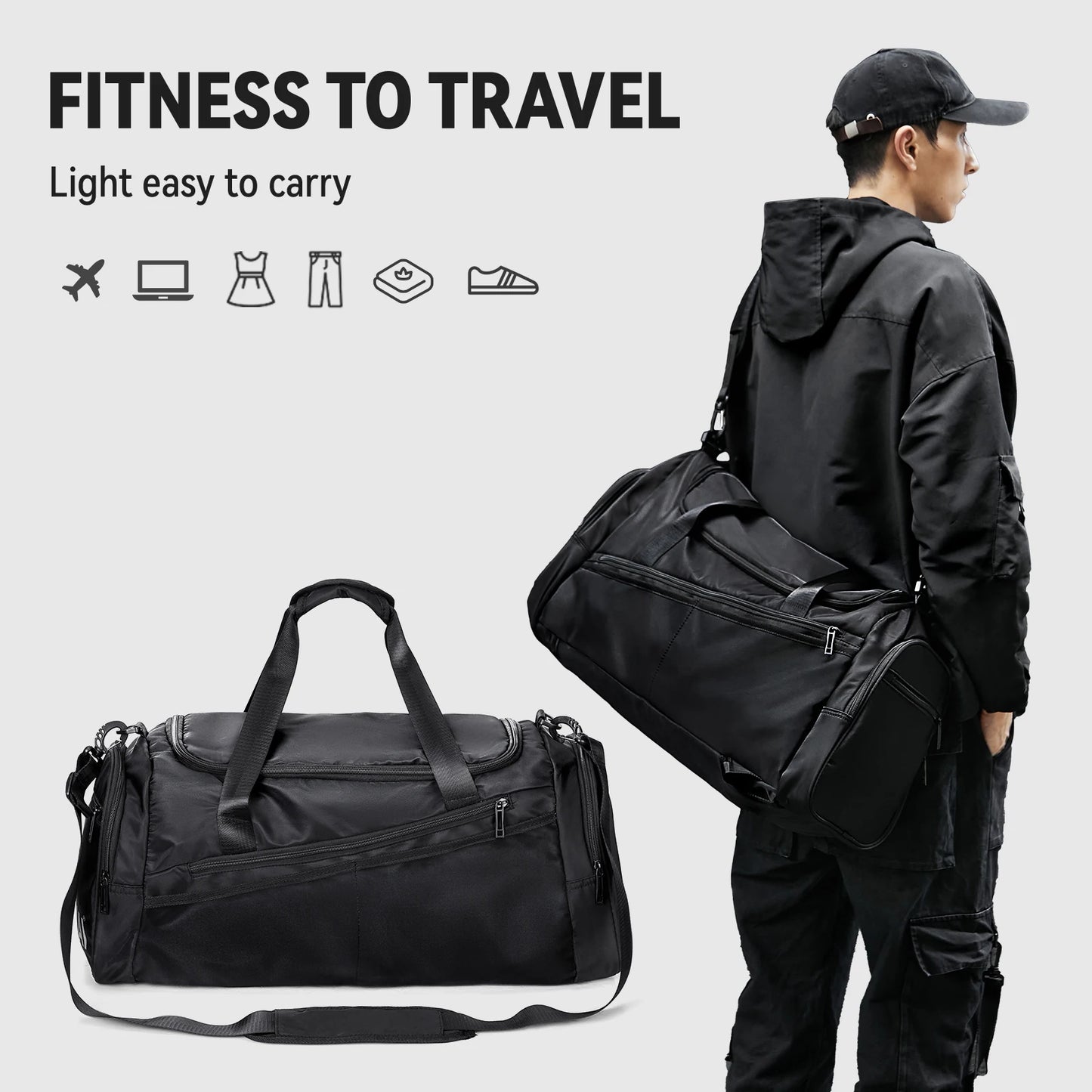 Trendy Large Capacity Short Distance Travel Bag, Portable Dry Wet Separation Sports Backpack Gym Yoga Shoulder Bag, Storage Bag