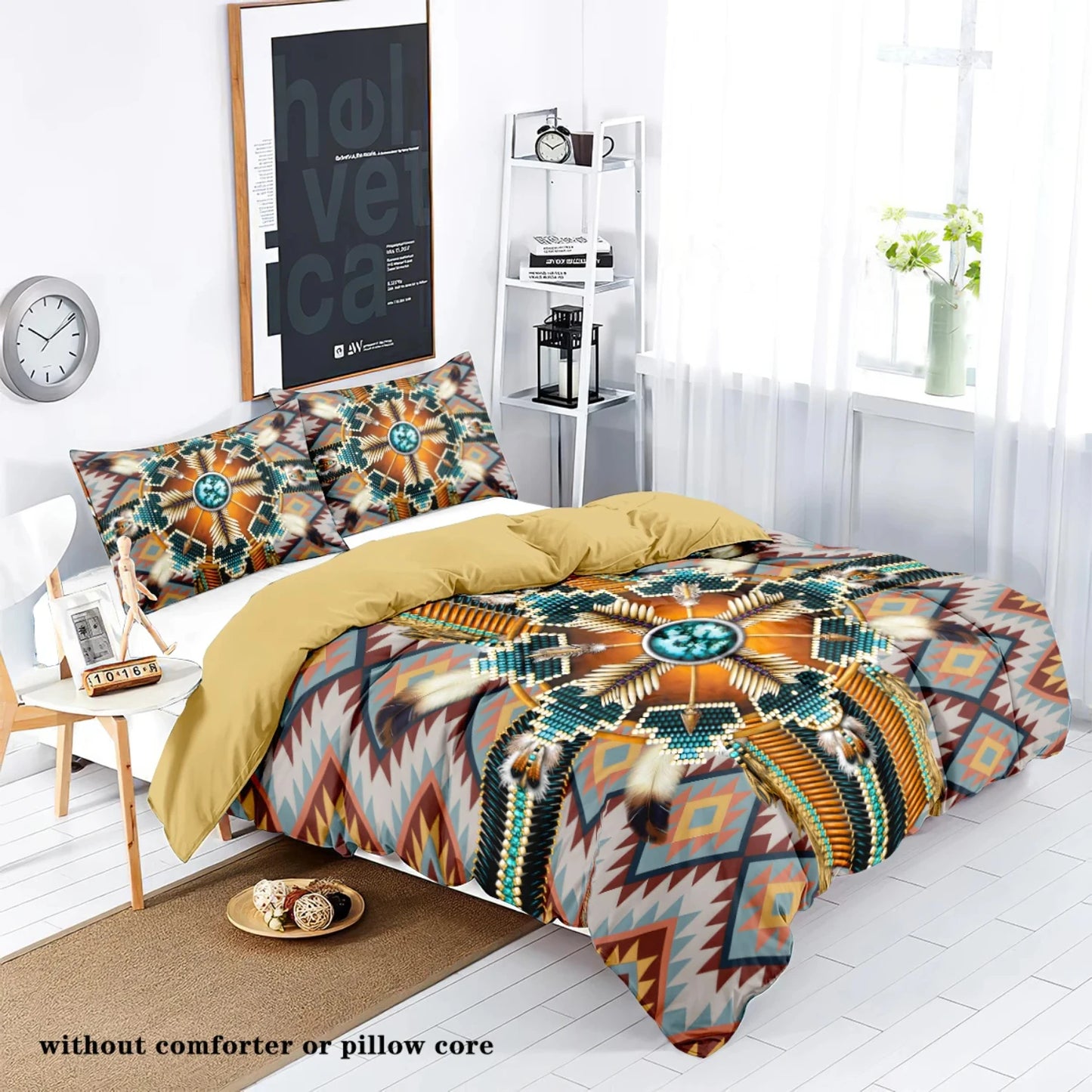 Trendy Western Tribal Style Bead Printed Bedding Set for Single and Double Beds - 3pcs Duvet Cover Perfect for Bedrooms, Hotels,