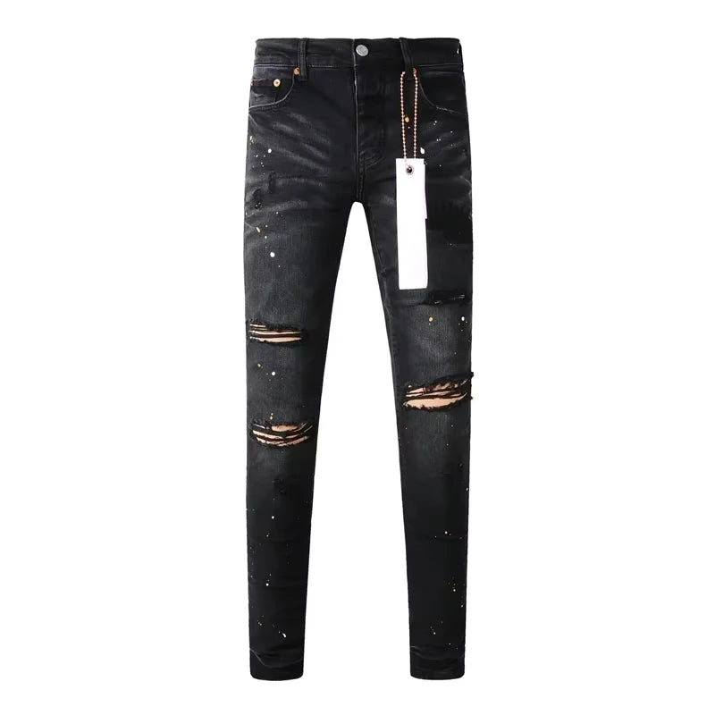 Men Jeans American High Street Black Pleated Basic Model New Fashion Trend High Quality Jeans