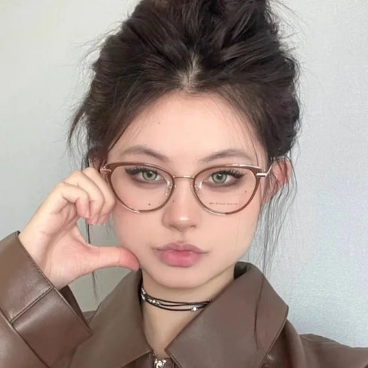 2PCS Cat Eye Frame Glasses Women Anti Blue Light  Glasses Retro Optical Glasses