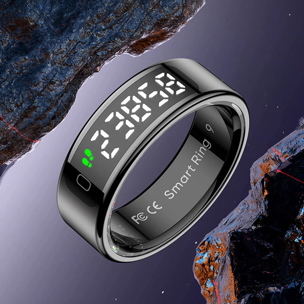 R11 Smart Ring with Display Screen and Touch Health Manager Wireless Charging Fitness Ring 5 ATM Waterproof for Android & iOS