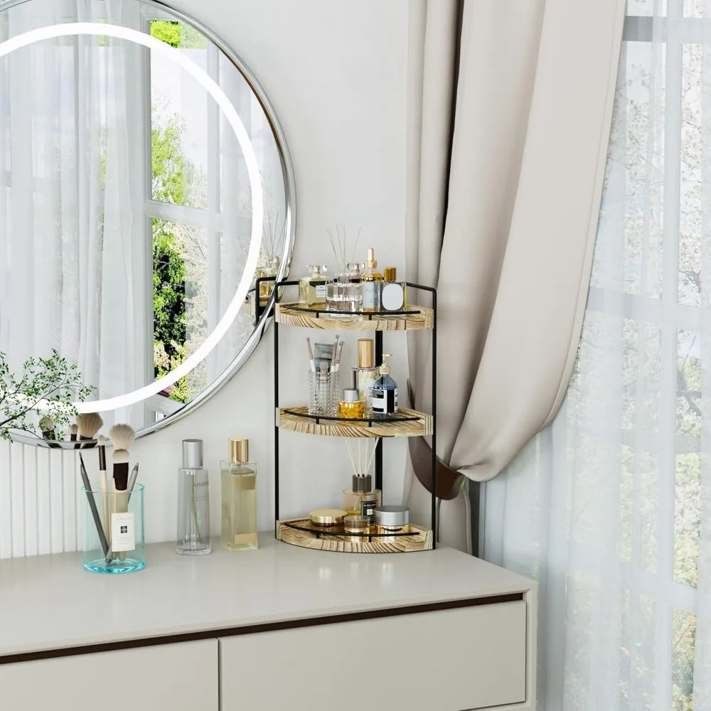 corner bathroom counter organizer, 3 tier bathroom storage countertop for skincare, sink shelf for kitchen decor, vanity, dresse