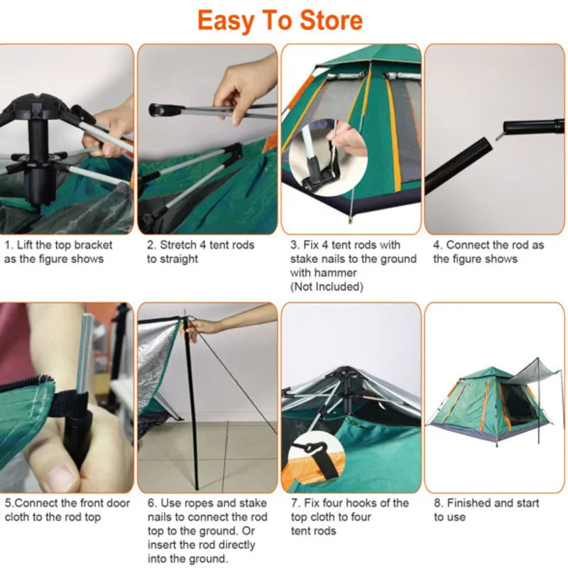 4-5 Person Camping Outdoor Fold able Waterproof Tent 2 Mosquito Nets For Hiking Mountaineering Adventure Fishing With Window And