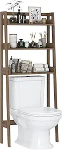 3-Tier Wooden-Look Over Toilet Storage Shelf, Bathroom Organizer with Above Toilet Rack for Space-Saving Solutions