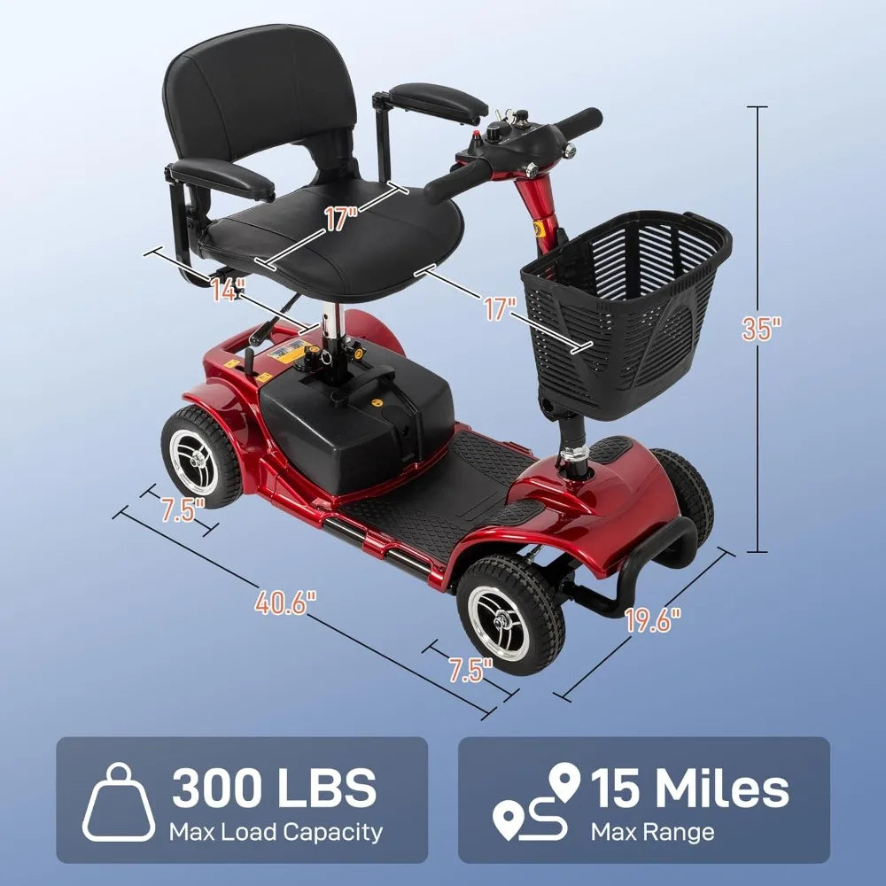 New upgrade-4 Wheel Mobility Scooter, Foldable Electric Scooter for Adults and Senior, Compact Heavy Duty Mobile Powered