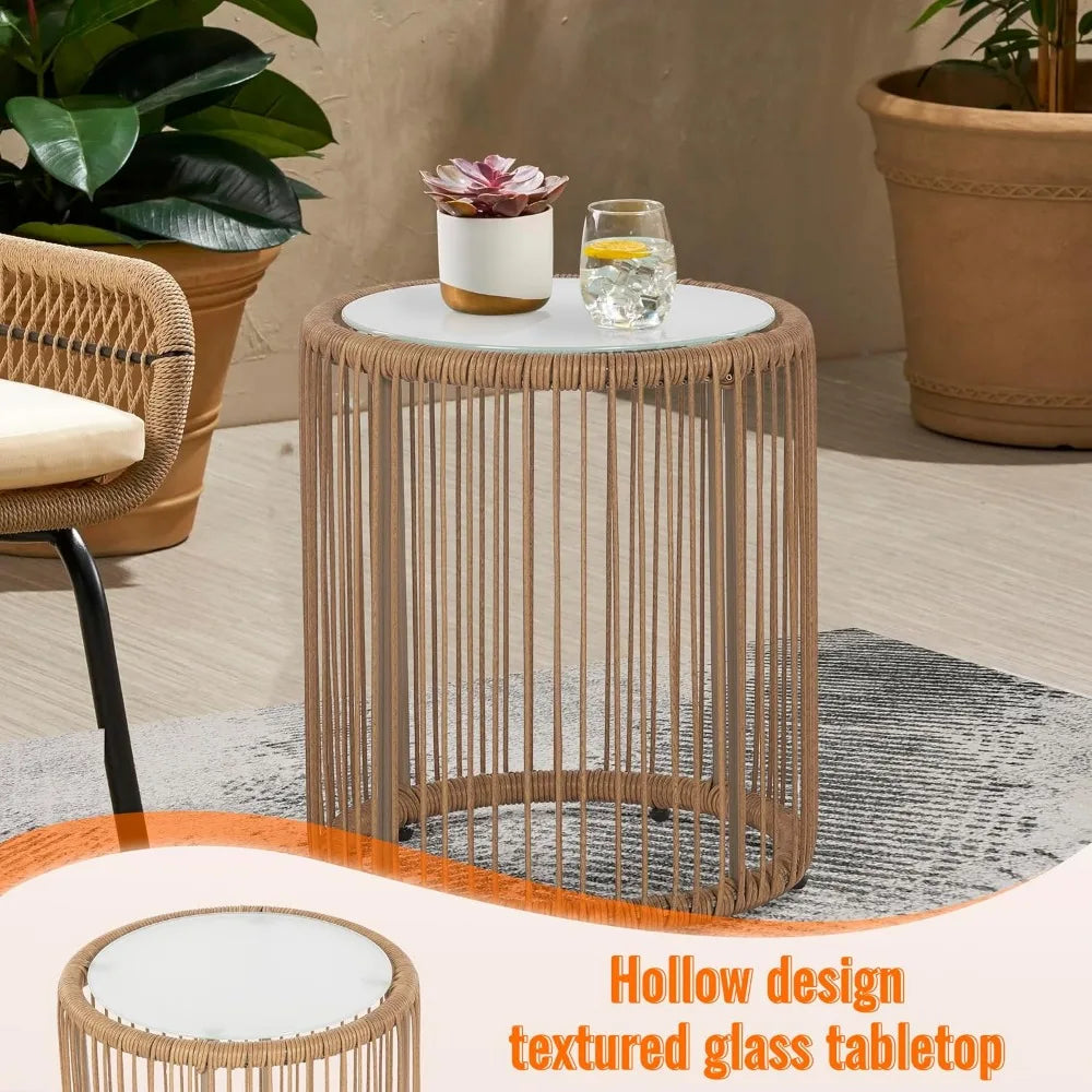 3-Piece Outdoor PE Rattan Bistro Furniture Set Patio Rattan Conversation Set Patio Furniture Set