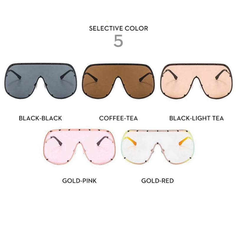 Fashion Oversized Luxury Sunglasses For Women Men Modern One-Piece Lens Frame High Quality Sun Glasses Shades UV400 Eyeglasses