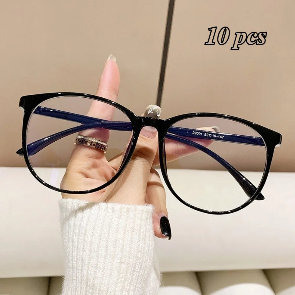 10PCS Fashion Oval Glasses  Anti Radiation Retro Eyeglasses for Woman Men  Anti Blue Light Eyewear