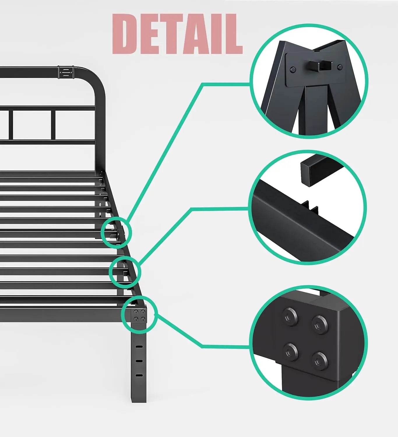 Twin Size Bed Frame with Headboard, 1000LBS Heavy Duty Platform Mattress Foundation/Box Spring Replacement - 18 Inch