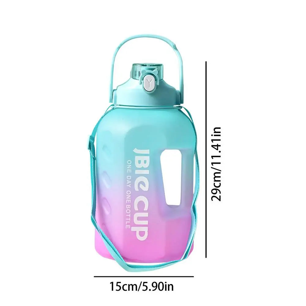 3 Liter Gradient Sports Water Bottle With Handle Men Women Fitness Water Bottles Outdoor Cold Water Bottles With Time Marker