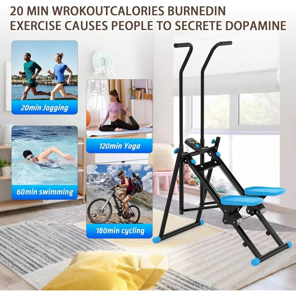 Compact Vertical Climber for Home Fitness: Foldable Stair Stepper for Total Body Cardio Workout