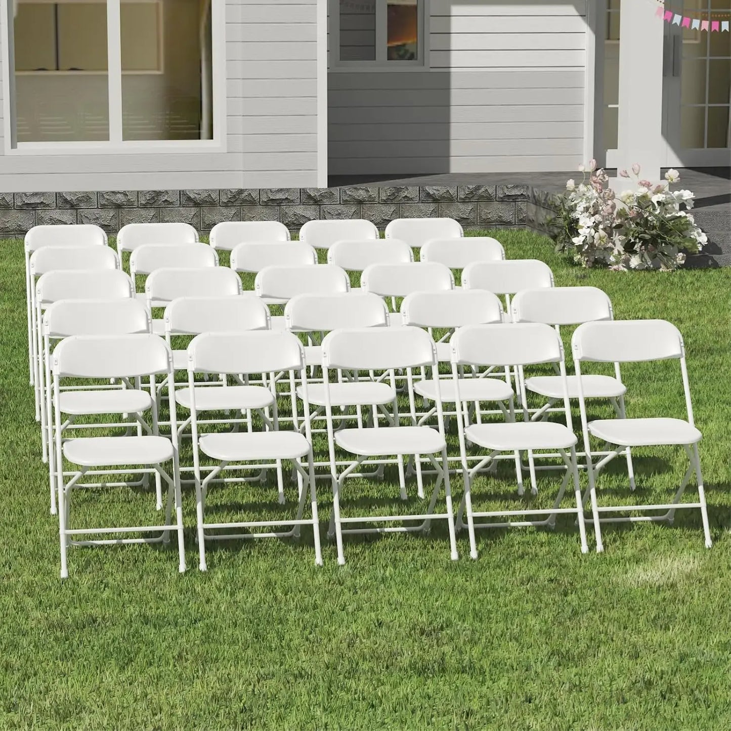 20 Pack White Folding Chairs,Plastic Folding Chairs Outdoor Indoor,350lb Capacity,Portable Event Chair,Lightweight Folding Chair