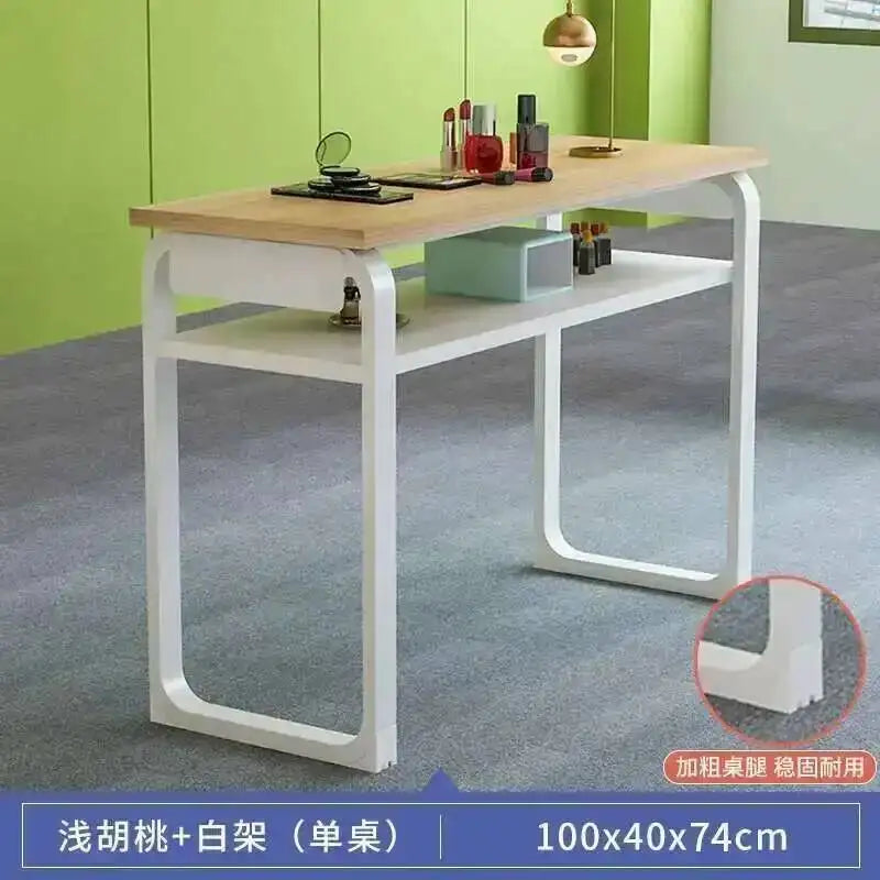 Double Minimalist Wrought Professional Iron Nail Tables Manicure Table Fashion Salon Furniture for Beauty Salon Nail Table Chair