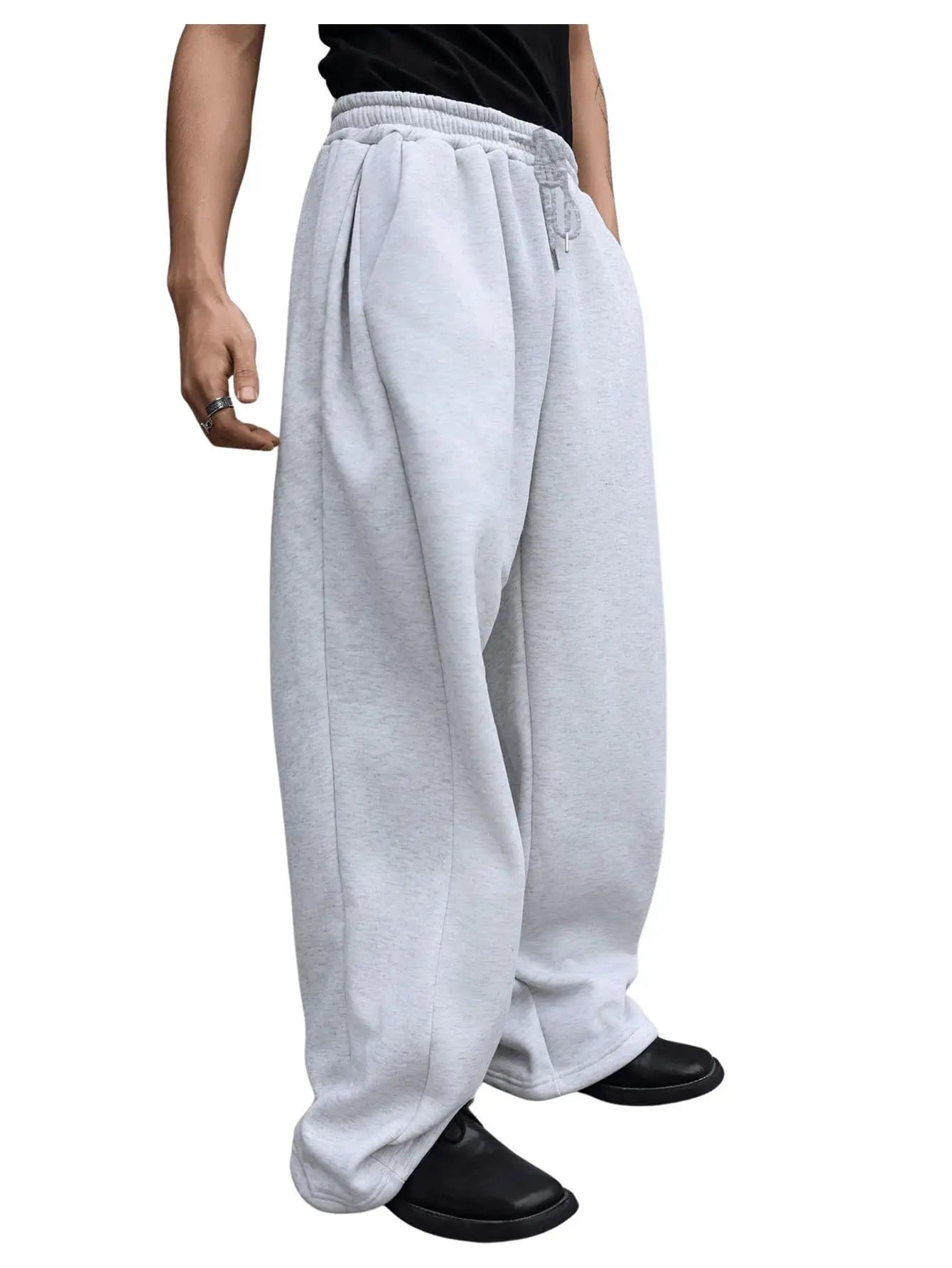 2025 men's sweatpants with drawstring waist, straight leg, wide leg, loose fit, sports pants with pockets