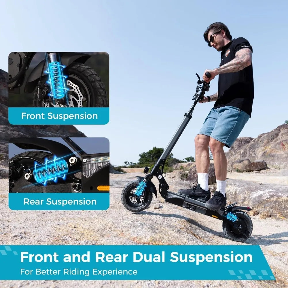 Electric Scooter for Adults, 28 MPH Top Speed & 28 Mile Range, 1000W Powerful Motor, 10" Off-Road Tires, Dual Suspension