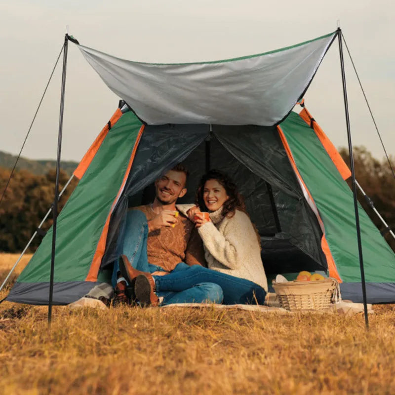 4-5 Person Camping Outdoor Fold able Waterproof Tent 2 Mosquito Nets For Hiking Mountaineering Adventure Fishing With Window And