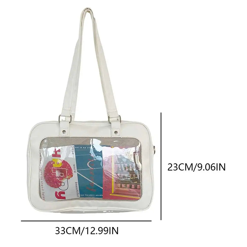 Transparent Trendy Shoulder Handbag Pu Y2K High School Causal Preppy Bags Uniform JK Crossbody Bags Ita Chic Hobo Bag for Women